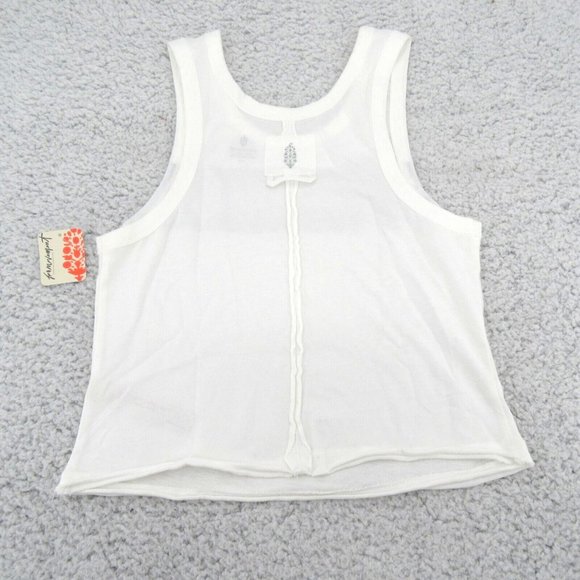 Free People Movement Logo Graphic Tank Top Womens Size Medium White NEW - Picture 4 of 8
